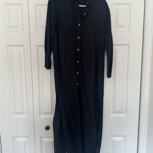 LOFT Charcoal Button-Up Dress